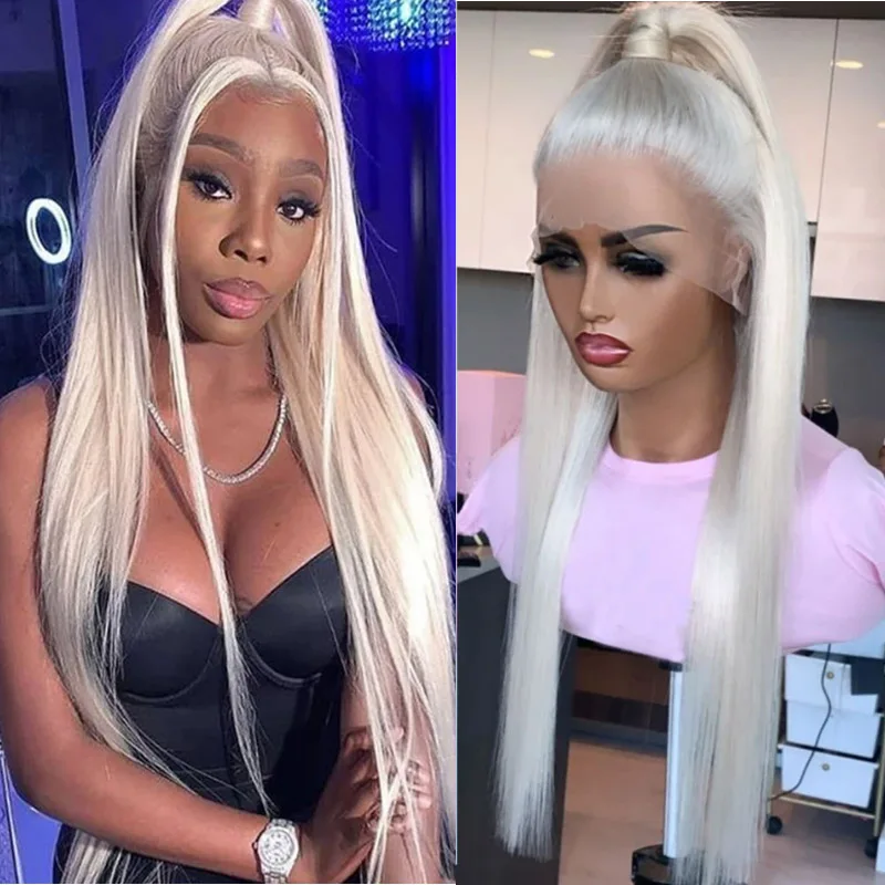 لينة قبل قطعها نقية سنو وايت 30 بوصة 180 الكثافة مستقيم الدانتيل شعر مستعار أمامي الاصطناعية مع شعر الطفل غلويليس ارتداء اليومي الباروكات #3