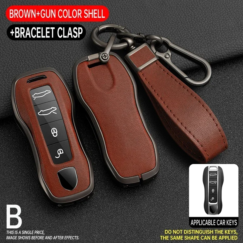 Funda protectora para llave inteligente de coche, llavero con soporte de aleación de Zinc, para Porsche Panamera Cayenne 971 911 9YA Boxster