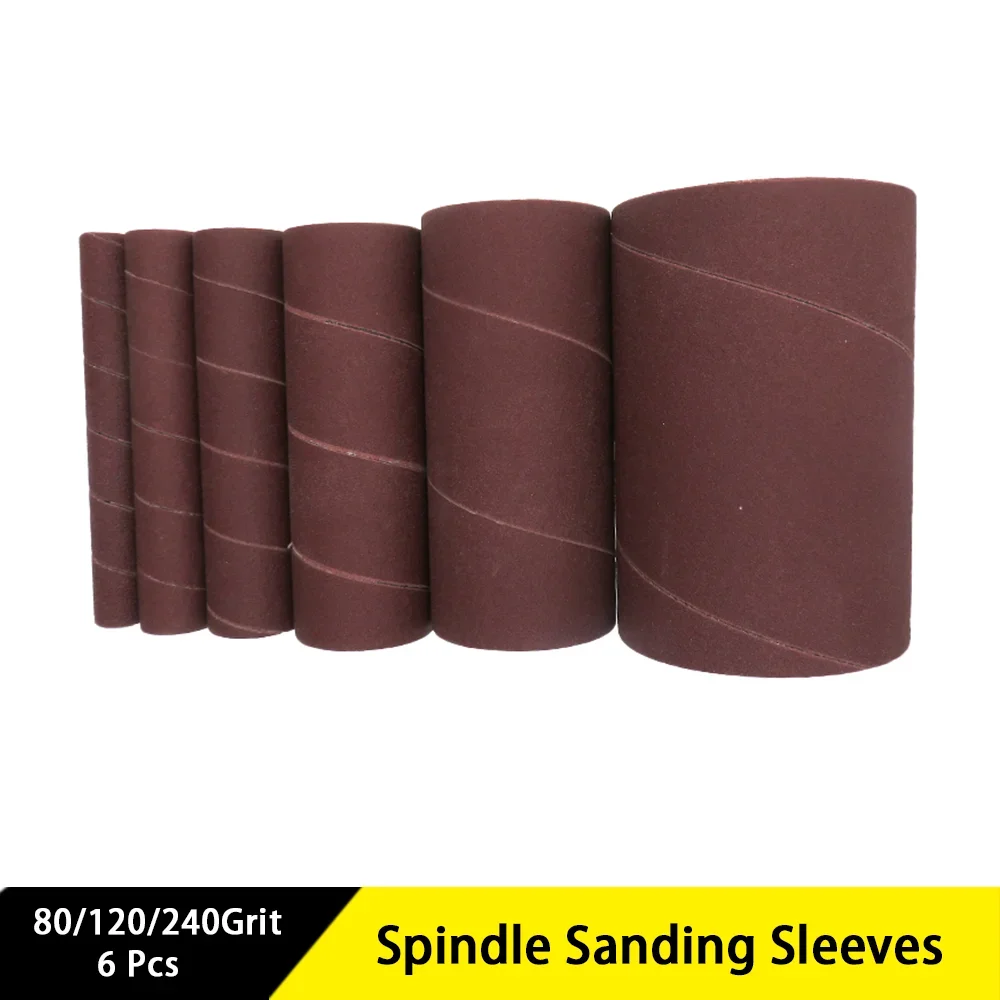 6 Pcs Spindle Sanding Sleeves 80/120/240 Grits 115mm Aluminum Oxide Abrasive for Sanding Resurfacing or Other Types of Metal