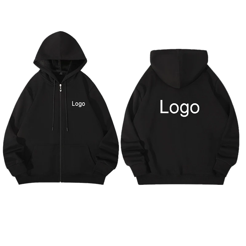 Tailor Made 60% Cotton Zipper Hoodies Men Fashion Customized Printed Long Sleeve Zip Up Sweatshirts Women Casual DIY Pullovers view 2