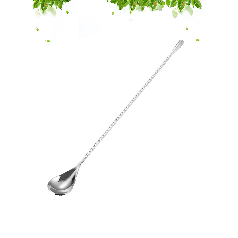 

1Pcs Stylish Stainless Steel Bar Spoon Long Handle Mixing Spoons Silver Corrosion Proof Heat Resistant Versatile Tool