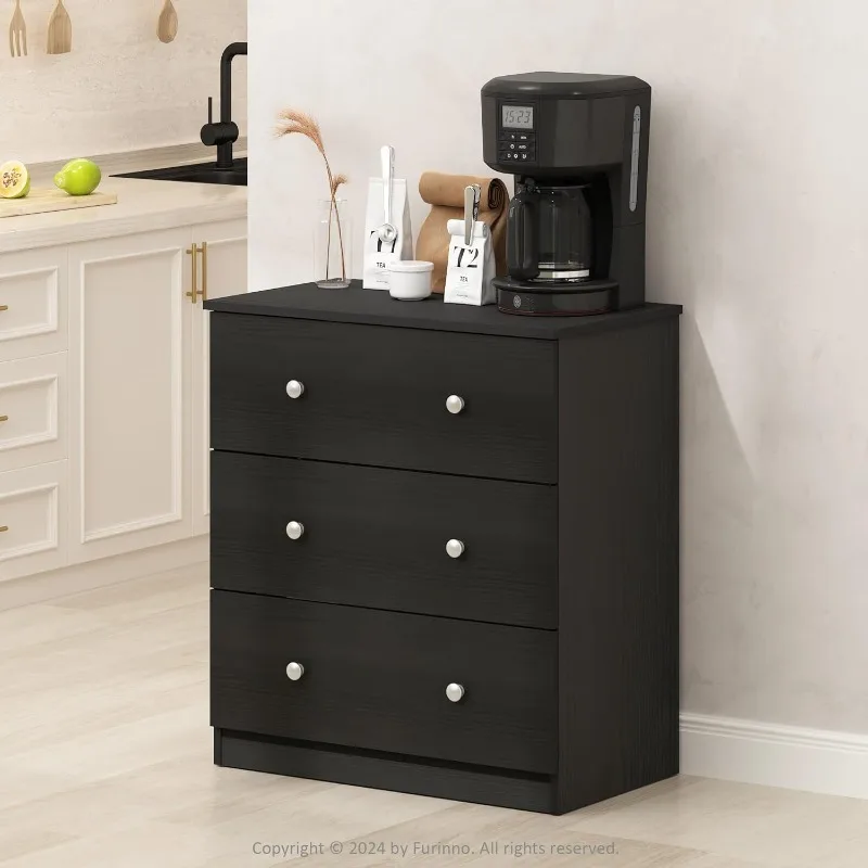 

Hermite 3-Drawer Kitchen & Dining Sideboard Buffet Storage, Americano