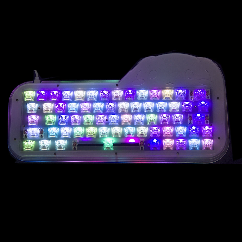 Hot swap Keyboard 64 Key DIY Cute Dog RGB Keyboard Kit NZ64 Acrylic Layers Transparent New QMK VIA Configure Mechanical Game