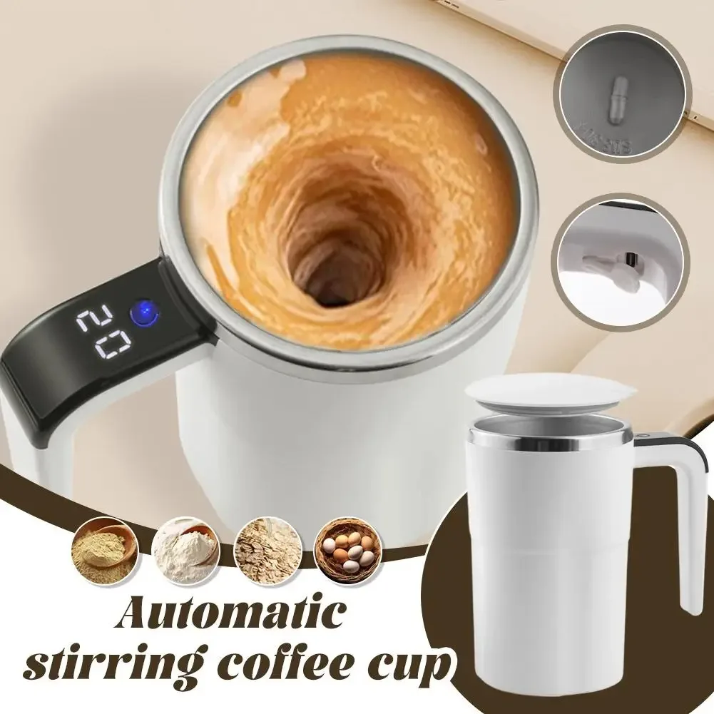 Taza Mezcladora Eléctrica Mini de 380 ml, Impermeable IP67, Recargable por USB, Taza Magnética para Café y Té con Autoagitación