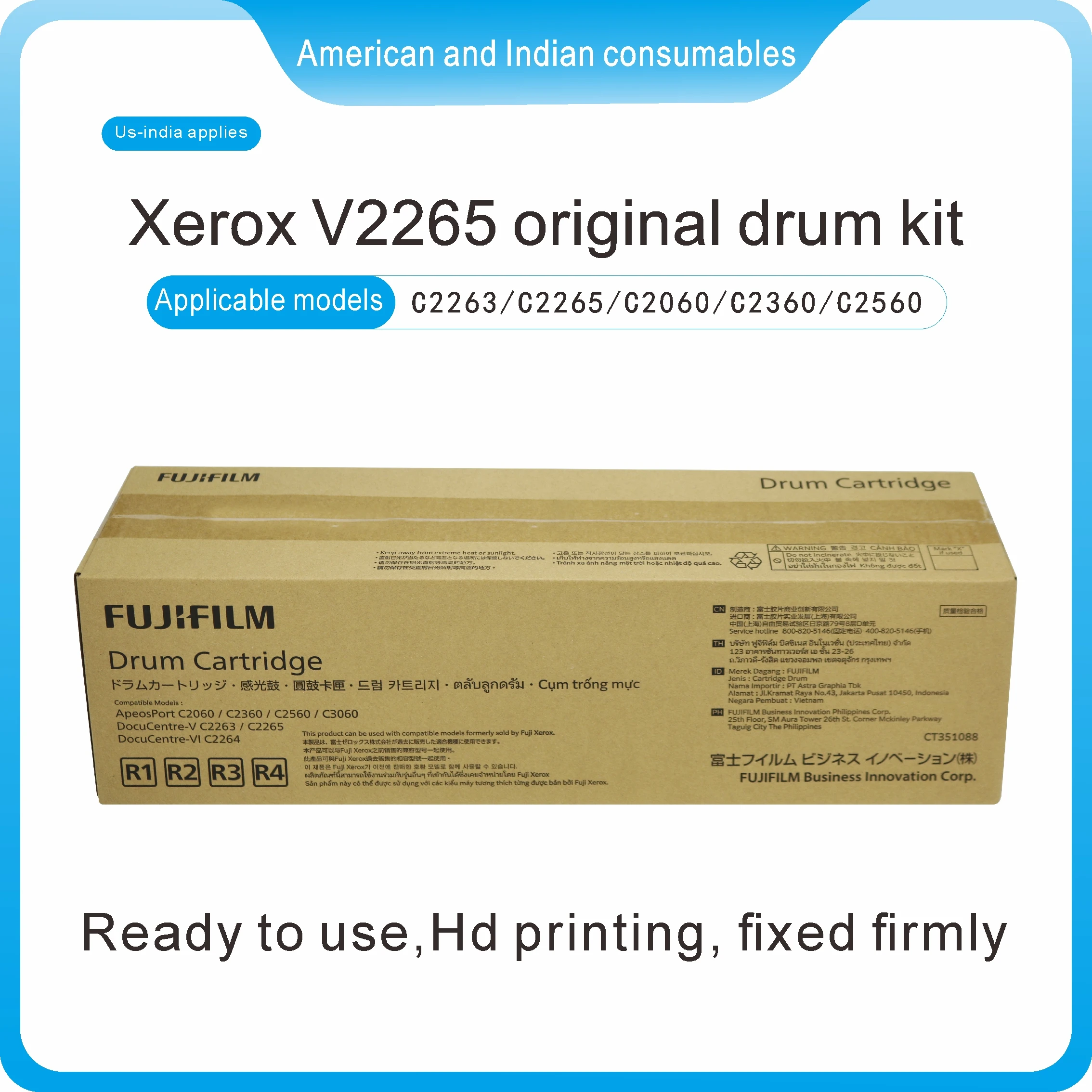 CT351088 Xerox V2265 Original Drum Kit High Quality Photosensitive Coatinggood Wear Resistanceprint Clear And Smooth