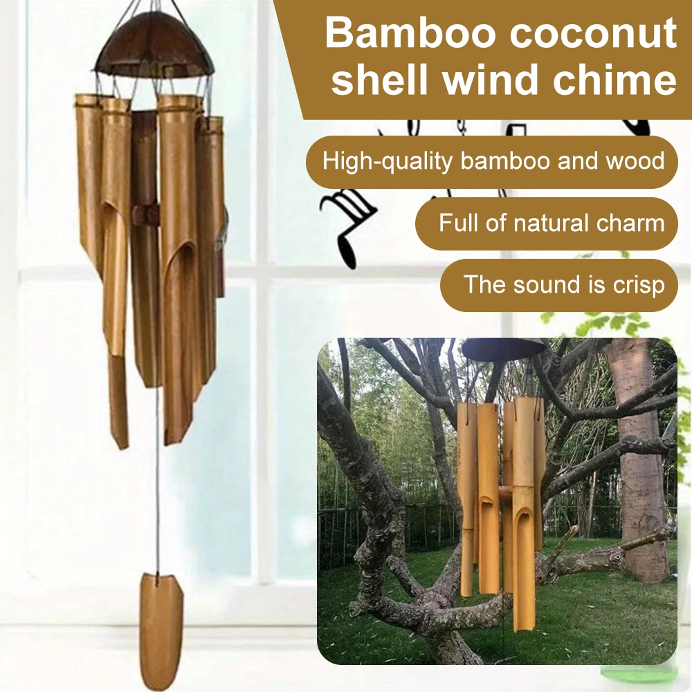 Interior Design Zen - Bamboo Coconut Wind Chime Handmade Outdoor