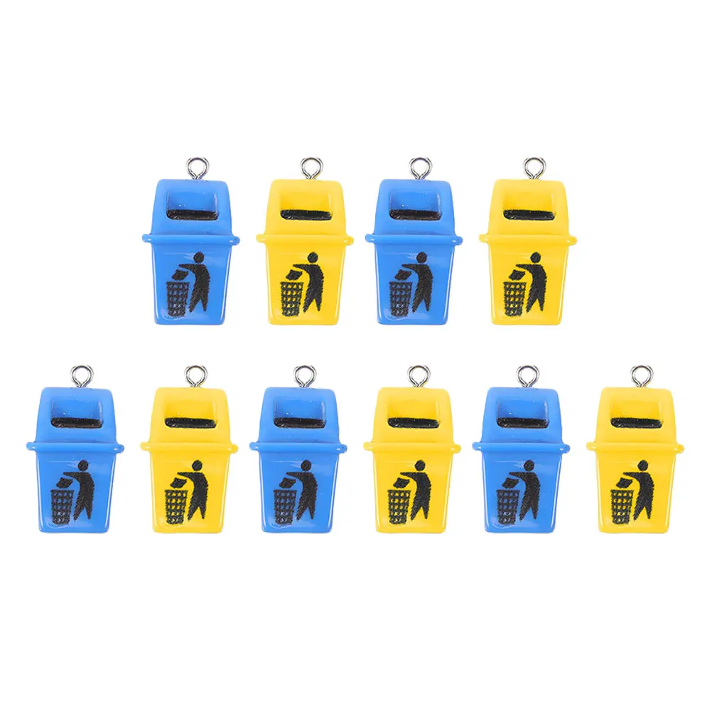 

10 Pcs Trash Can Pendant Accessories Bulk Charms for Jewelry Making Crafting Cute Necklace