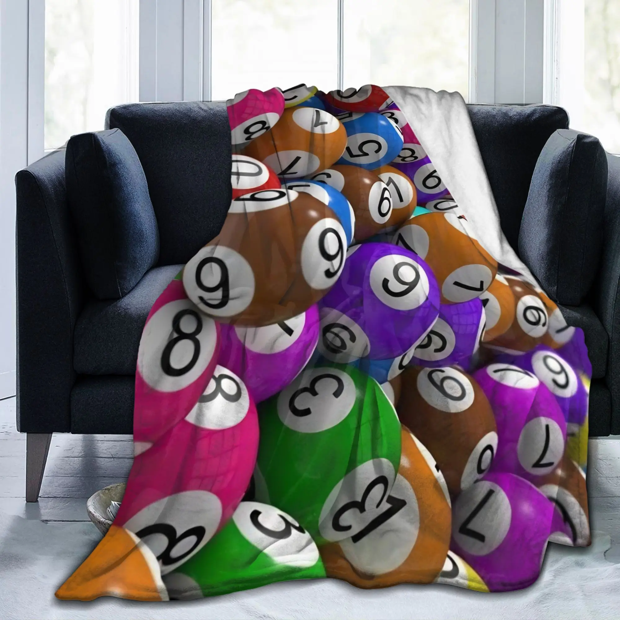Bingo Balls Paper Game Flannel Throw Blankets  for Sofa Knitted Blanket Car Warm Multi-function Throws