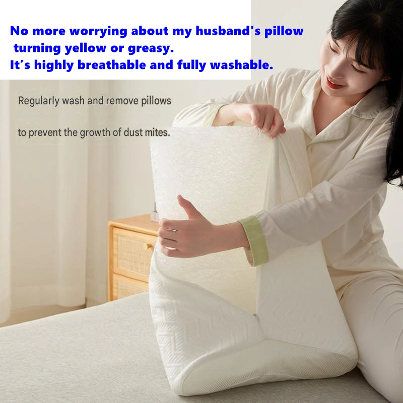 4D Air Fiber Pillow Streamlined Neck Pillow Not Afraid of Greasy, Washable, Elastic Foot Breathable, Cool Single Pillow