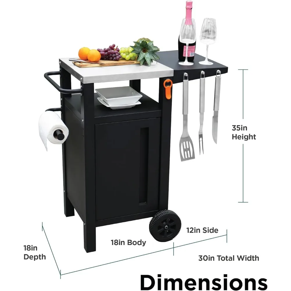 Grill Cart Outdoor with Storage, Modular BBQ Cart, Bar Patio Kitchen Island Prep Stand Cabinet