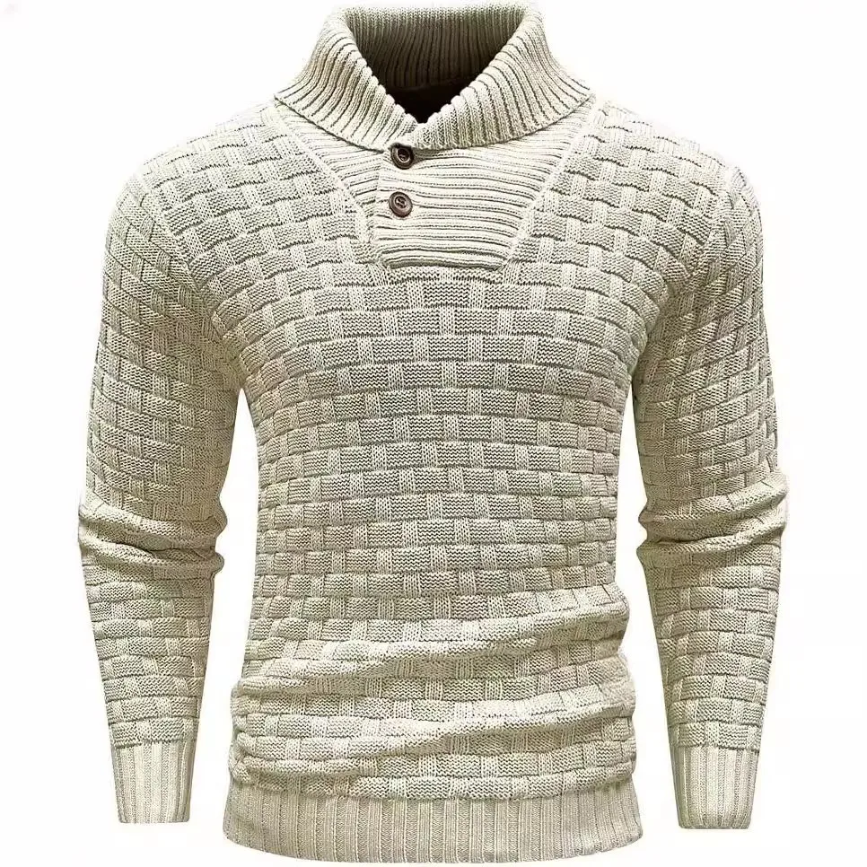 Pullover Round Neck Sweater Straight Fit Minimalist Long Sleeve Heavyweight Heat Set Finish Casual Spring Autumn for Men view 3