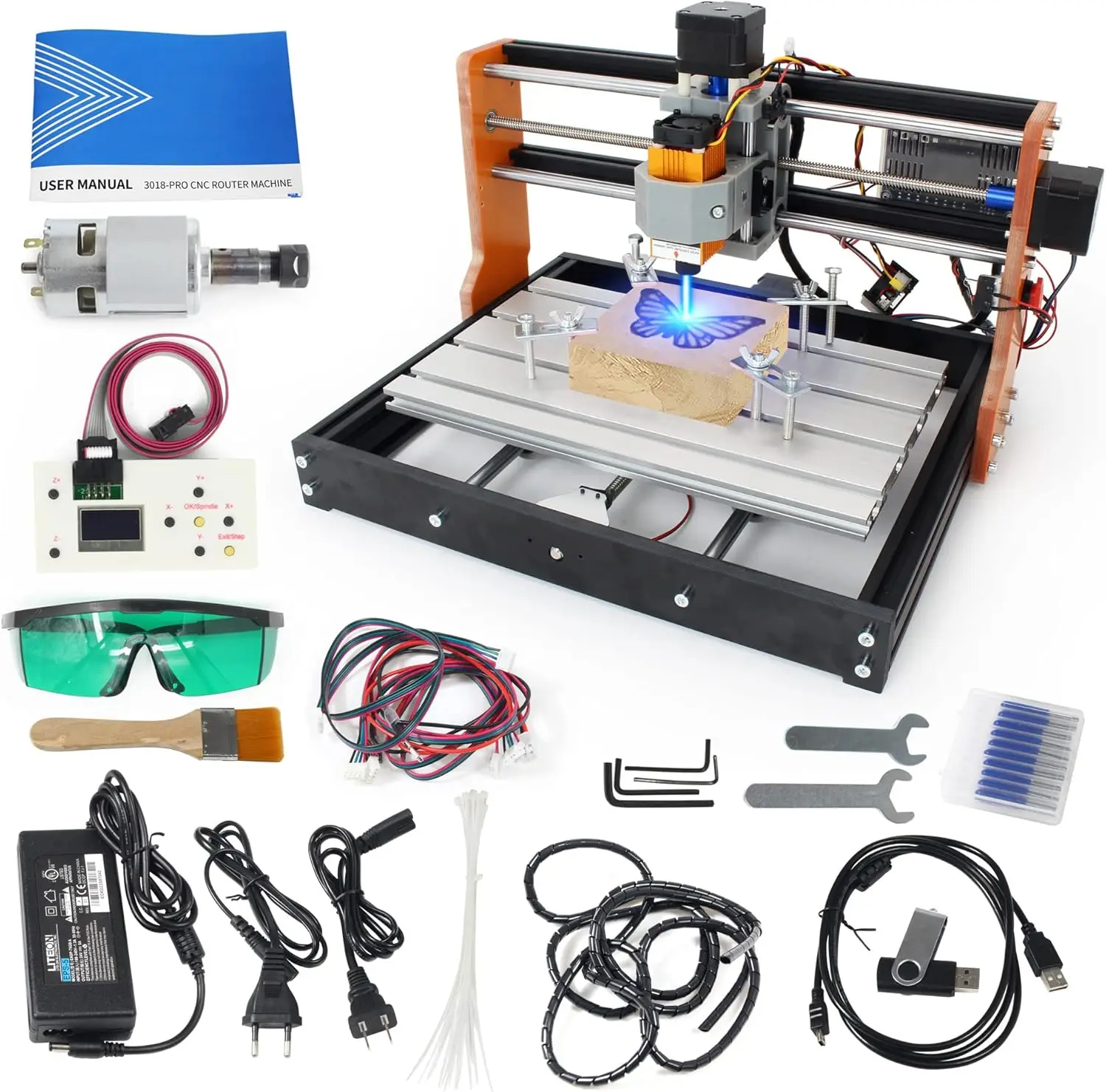 

CNCTOPBAOS 3 Axis 3018 PRO CNC Router Upgraded DIY Mini 2 in 1 Milling Engraving Machine Cutting Carving on Wood Acrylic PVC