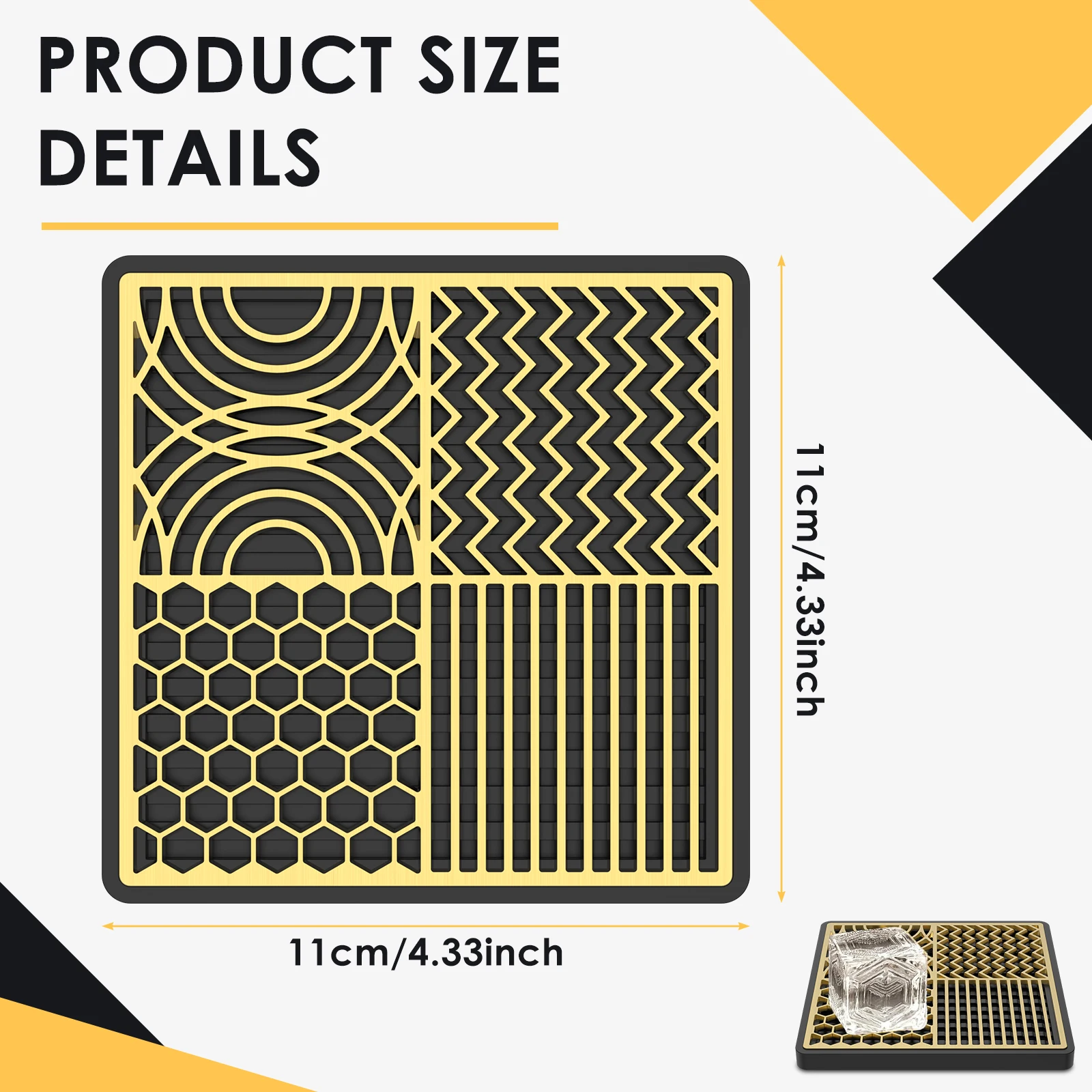 Brass Ice Press Stamp Tray With Silicone Mat Square Ice Cube Imprinter Mold Whiskey Ice Cube Printer Bar Bartender Accessories