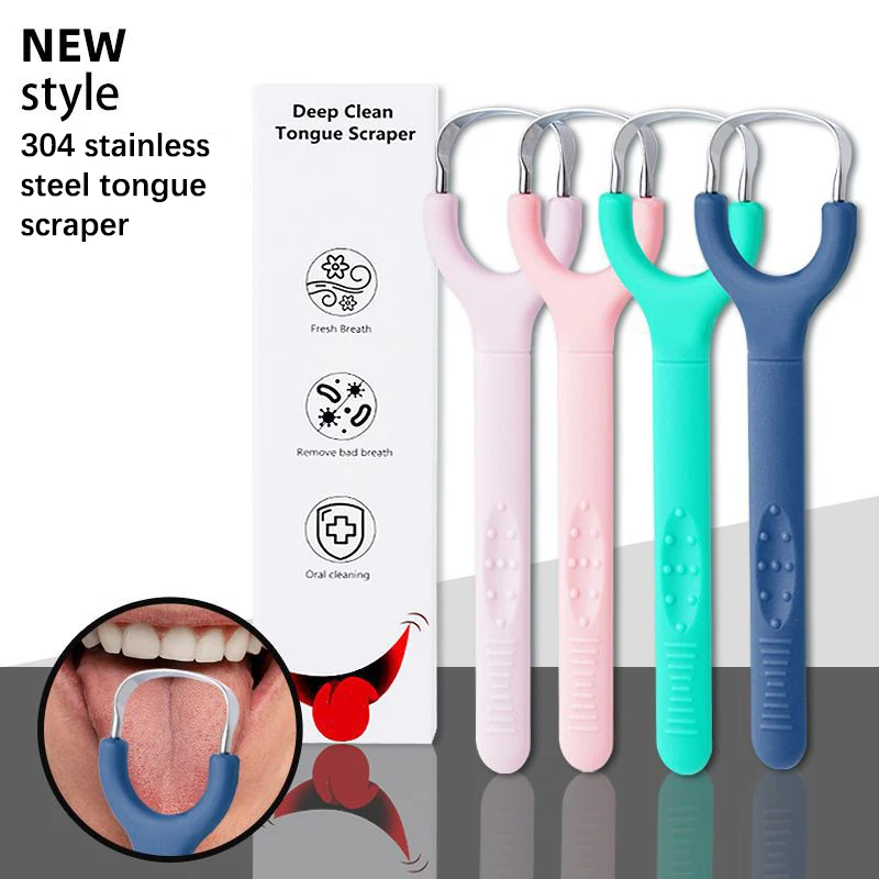 Stainless Steel Tongue Scraper Tongue Odor Cleaner Opening Dip Handle U-shaped Open Tongue Scraper Oral Cleaning