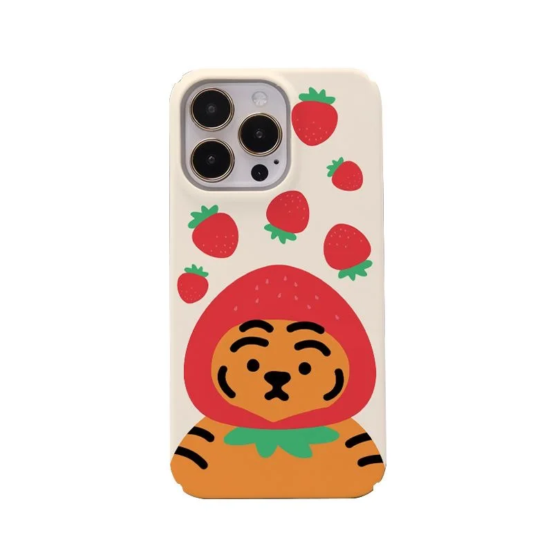 

INS Cute Cartoon Strawberry Tiger Case for IPhone 15 14 13 Pro Max Back Phone Cover for 12 13 Mini 12 11 Pro Plus Max XR XS Capa