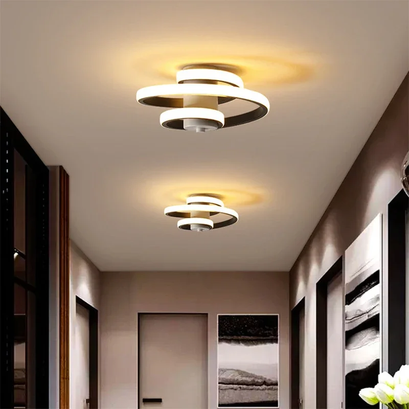 Modern LED Ceiling Light Minimalist Acrylic Black White Aisle Lamp For Entrance Hallway Corridor Bedroom Entry Lighting Fixtures