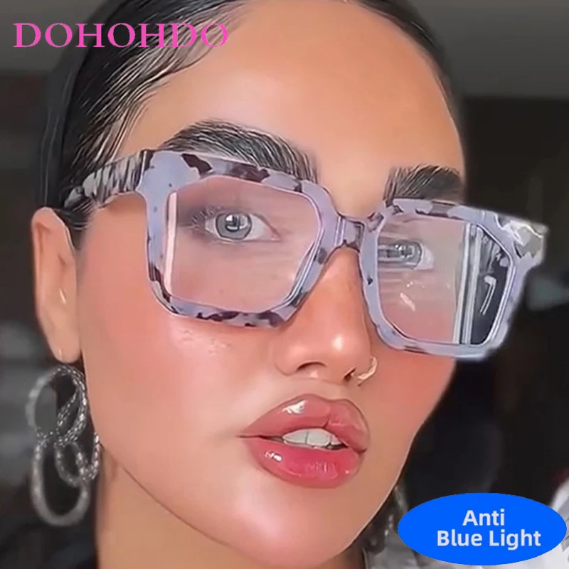 

Trendy Luxury Brand Designer Big Frame Square Eyeglasses Men Women Computer Anti Blue Light Glasses For Office Work Lentes Очки