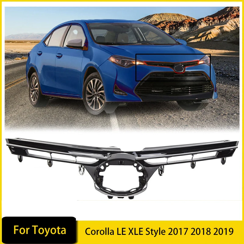 

Front Bumper Upper Hood Grille for Toyota Corolla LE XLE Style 2017 2018 2019 Front Bumper Cover Intake Grille Auto Parts