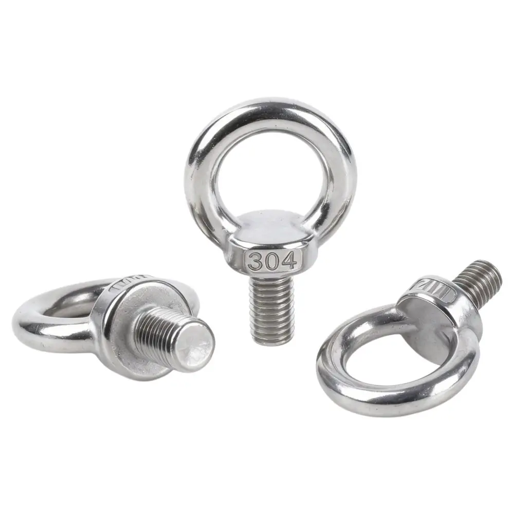 304 Stainless Steel Eye Bolts M8 15-150mm Heavy-Duty O-Ring Extended Bolts Hand-twisting Rust Prevention Lifting Bolts Eyelets
