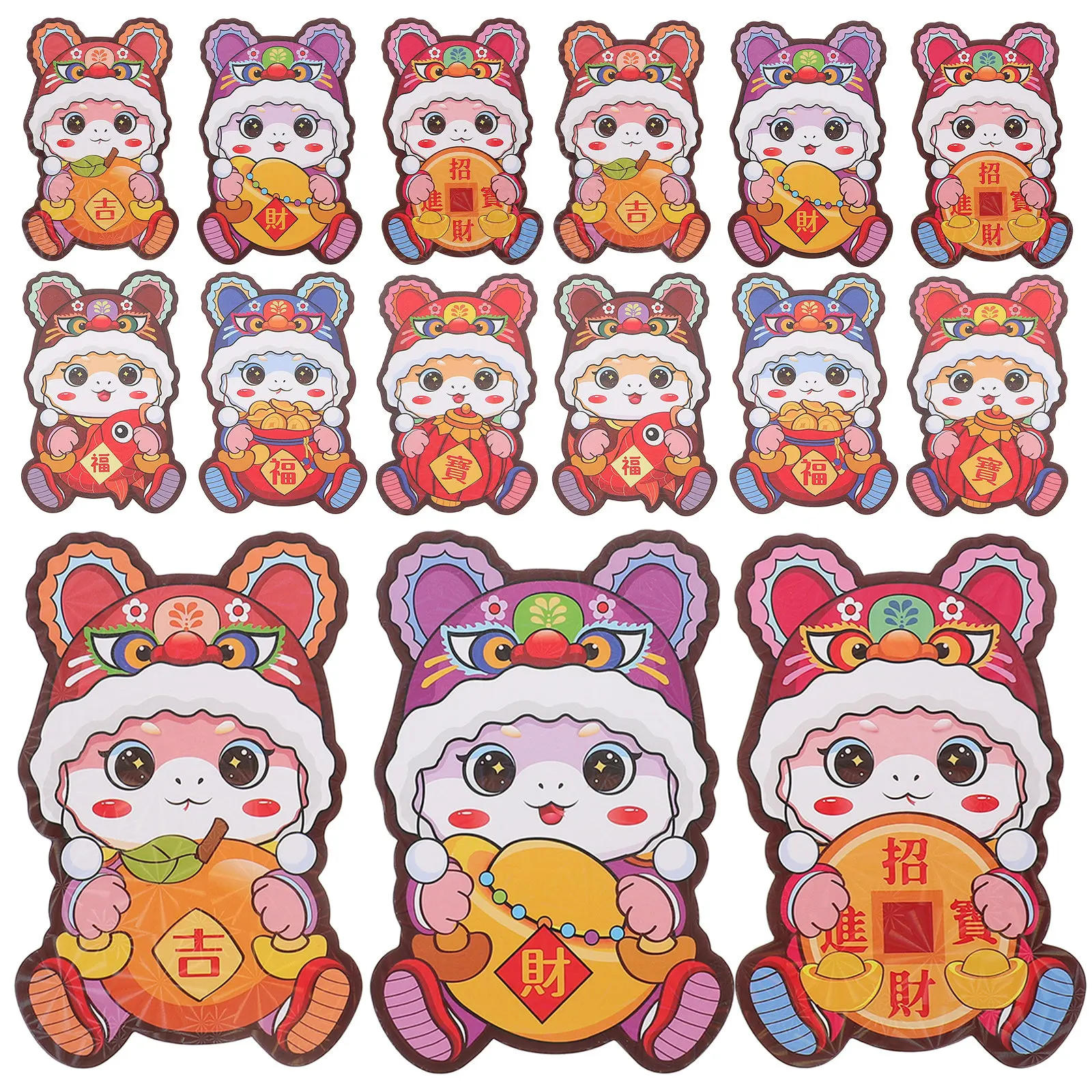 

30Pcs Red Envelopes Year of The Snake 2025 Cartoon 3D Design Large Capacity Lunar New Year Cash Pack for Children Family