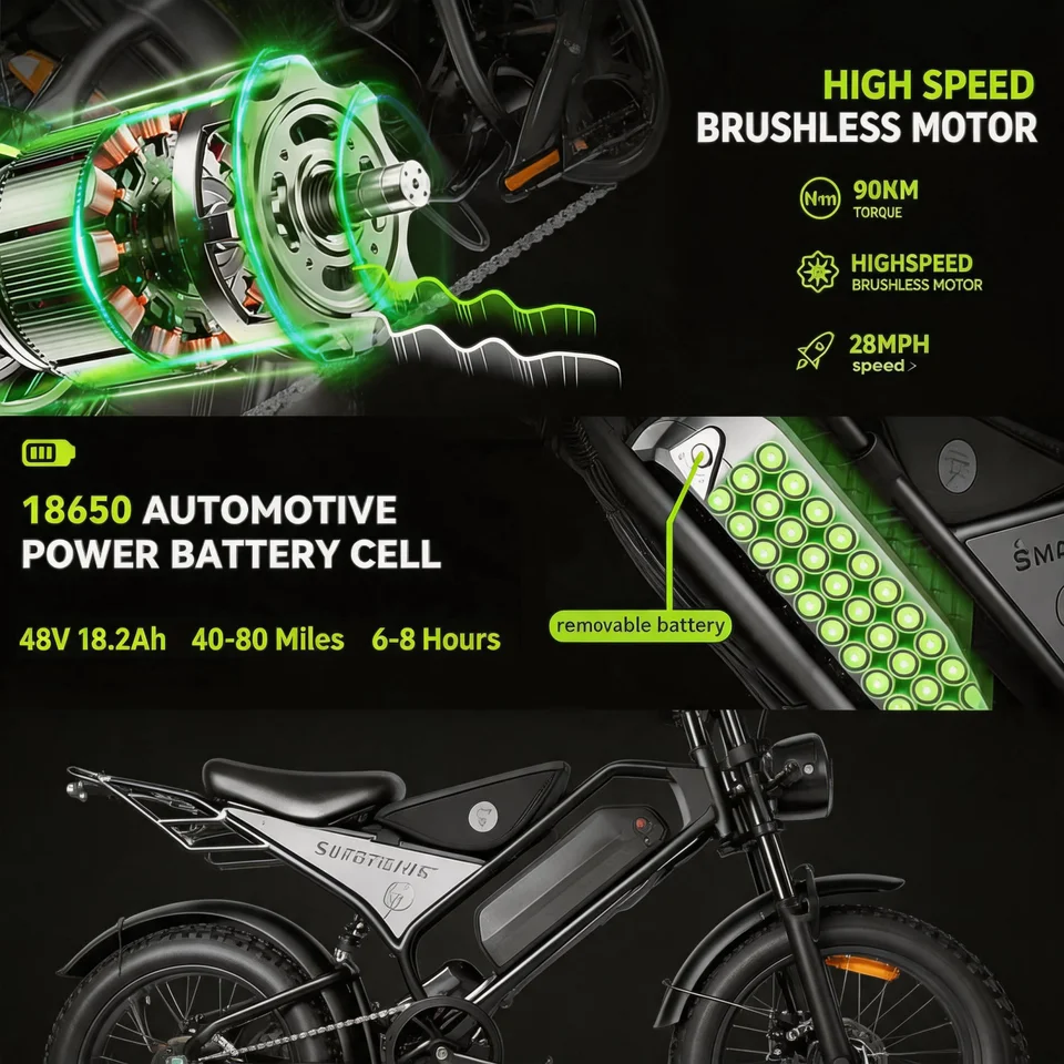 Off-Road Electric Mountain Bike, All Terrain E-Bike for Wilderness & Outdoor Exploration, 7-Speed Shifting Modes, 1000W Brushless Motor, 48V 18.2AH Battery, Ideal Holiday Gift, Black Friday Christmas, Ships from USA image 6