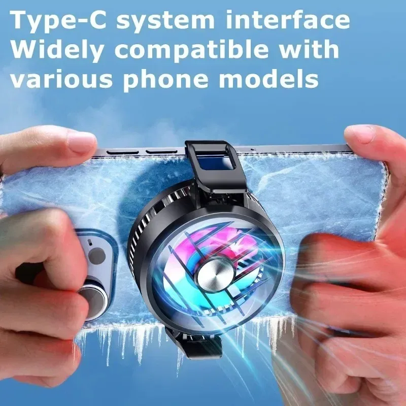 GT30 Mobile Phone Back-Clip Semiconductor Cooling Radiator w/ RGB Colorful Light Silent PUBG Game Cooler for IPhone IOS Android