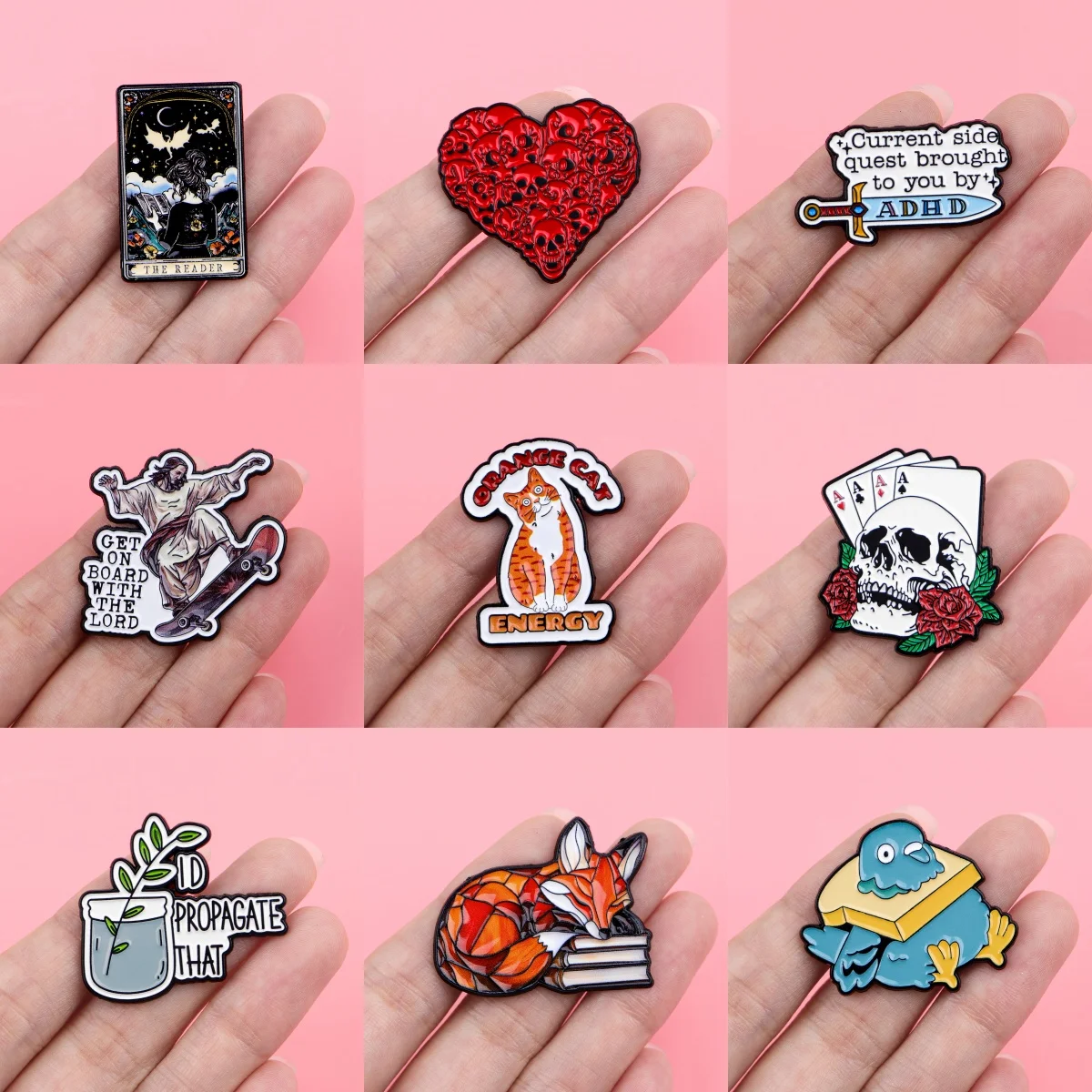 Halloween Skeleton Enamel Pins Tarot Brooches Badge Cartoon Animals Lapel Pin Clothes Accessories Funny Jewelry Birthday Gifts