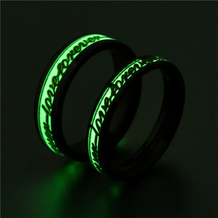 Maxmoon Forever Love Wedding Ring for Women Men Glow in dark Stainless Steel Engagement Promise Ring  Valentine's Day jewelry