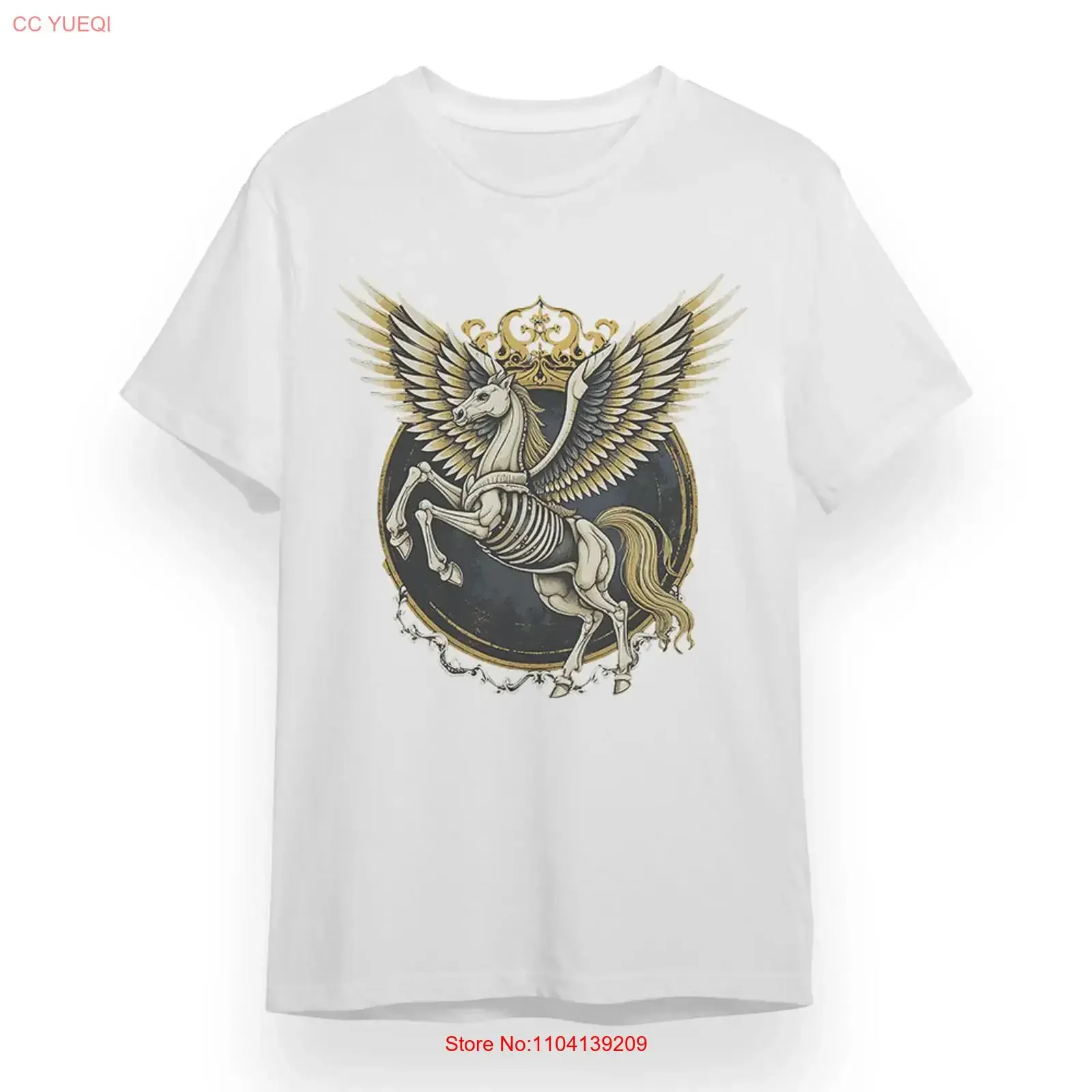 Men's T shirt with Gothic Steed White 100 Cotton Summer USA vintage Washed designer clothes Stretched streetwear Casual