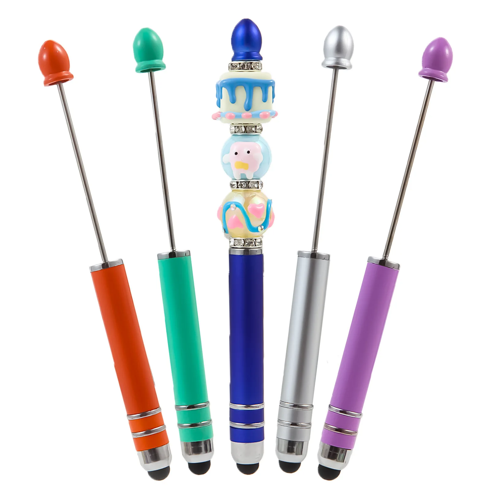 

50pcs diy Touch screen beading Pen Creative Bead Pen Spot Quick hair gradient cute puzzle beaded multicolor ballpoint pen