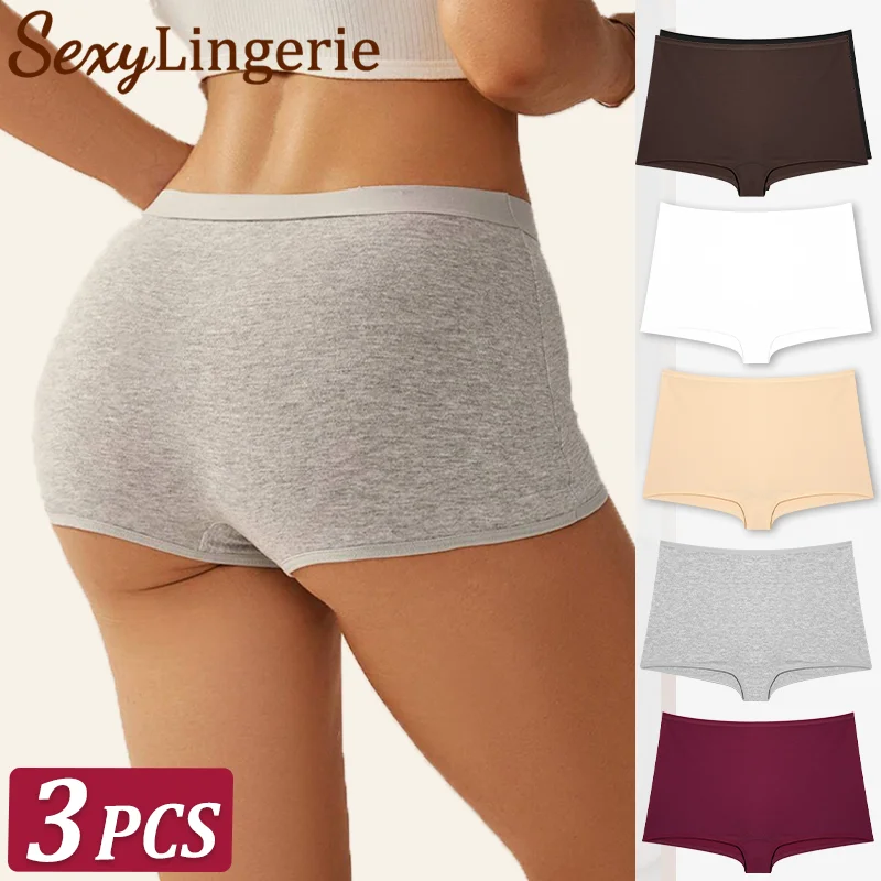 3Pcs frauen Baumwolle Sicherheit Höschen Nahtlose Sport Unter Rock Unterwäsche Weibliche Boxer Einfarbig Kurze Gemütliche Dessous XS-XL