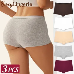 3Pcs Women's Cotton Safety Panties Seamless Sports Under Skirt Underwear Female Boxers Solid Color Brief Cozy Lingerie XS-XL