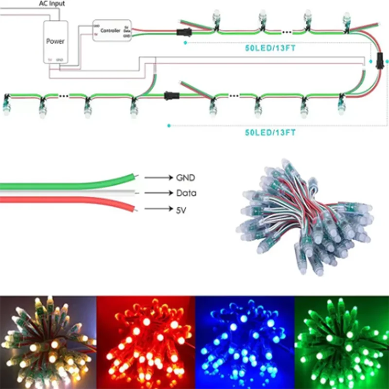 2026 NEW 50PCS Easy WS2811 IC LED Pixel Light 12mm DC 5V LED Pixel Module RGB LED Pixel Light For Decoration image 4