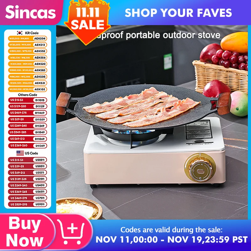 Outdoor Gas Stove Portable Mini Cassette Stove Camping Equipment Gas Stove Dual Use Stainless Steel Strong Fire Burner Windproof