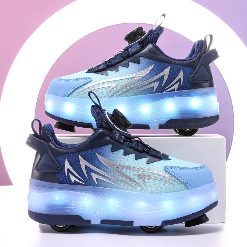 Детские коньки Heelys и роликовые коньки для детей от 6 до 12 лет: туфли на колесиках с подсветкой на 4 колесах для девочек, студенческие стили для мальчиков