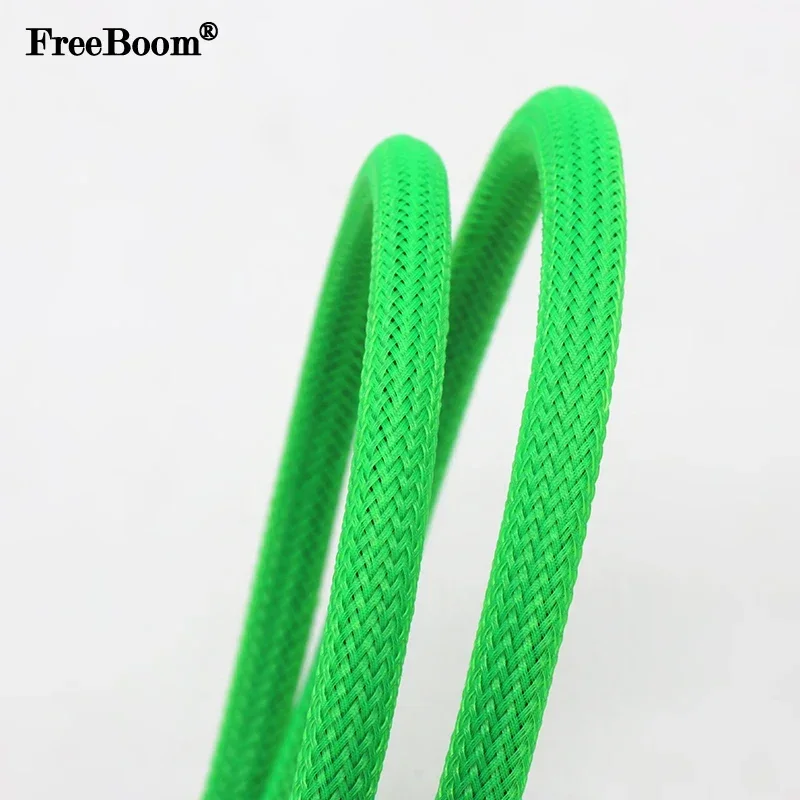 1~50m UV Green PET Braid Sleeve 2/4/6/8/10/12/14/16/20/25/30/40mm High Density Snake Skin Wrap Sheath For Electric Cables
