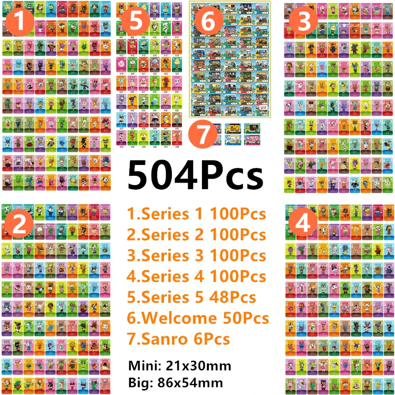 504pcs Complete Pack ACNH Series 1+2+3+4+5+Welcome50pcs +San6pcs Animal Croxxing NFC Cards Work For NS Switch