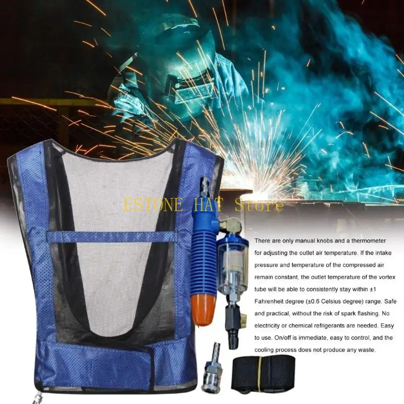 

49MF Industrial Cooling Vest for Men Women Welding Steel Air Compressed Cooling Vest Air Cooling Conditioner Waistcoat