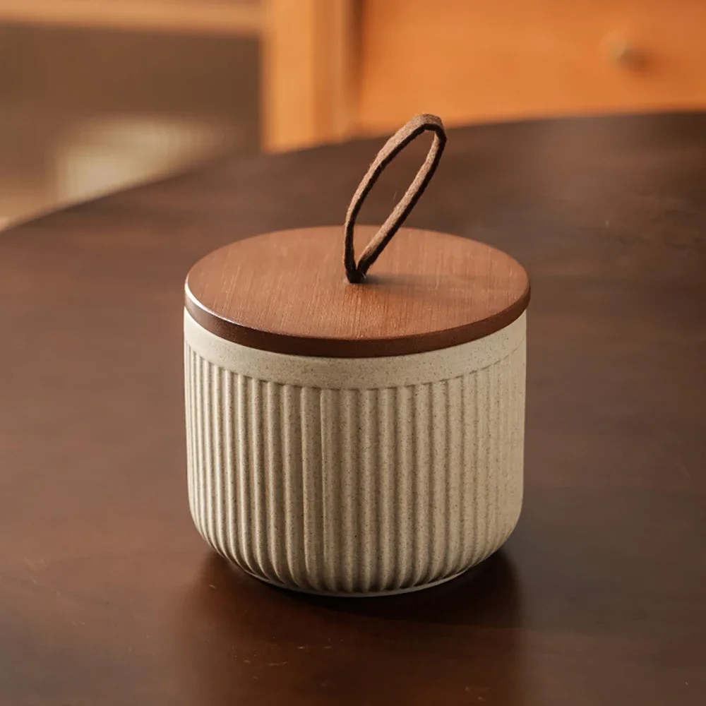 Modern Simplicity Sealed Storage Ceramic Jar with Lid Solid Color Round Household Container Sugar Snacks Condiment Nut Jars