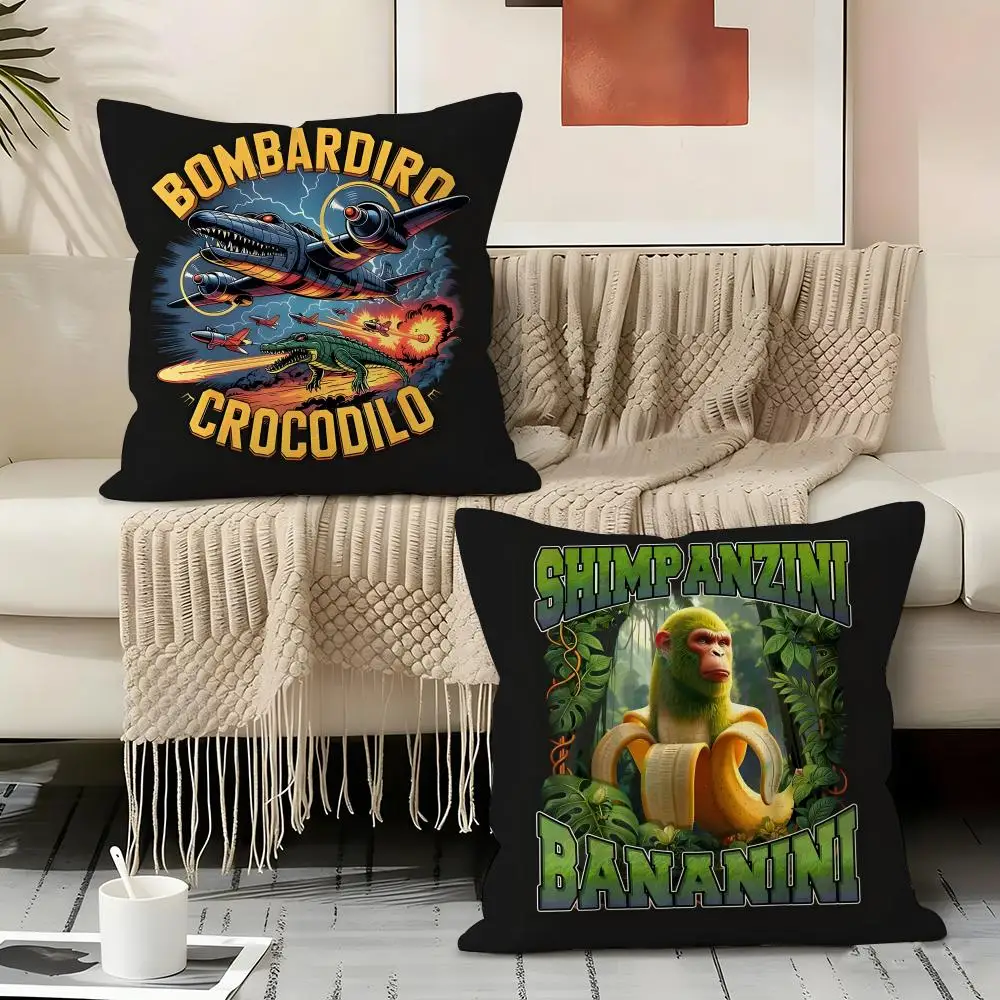 ITALlAN Brainrot Creative Animal Pillow Case Linen Pillow Covers Cover For Couch Living Room Bench Patio Floor Linen Home Decor
