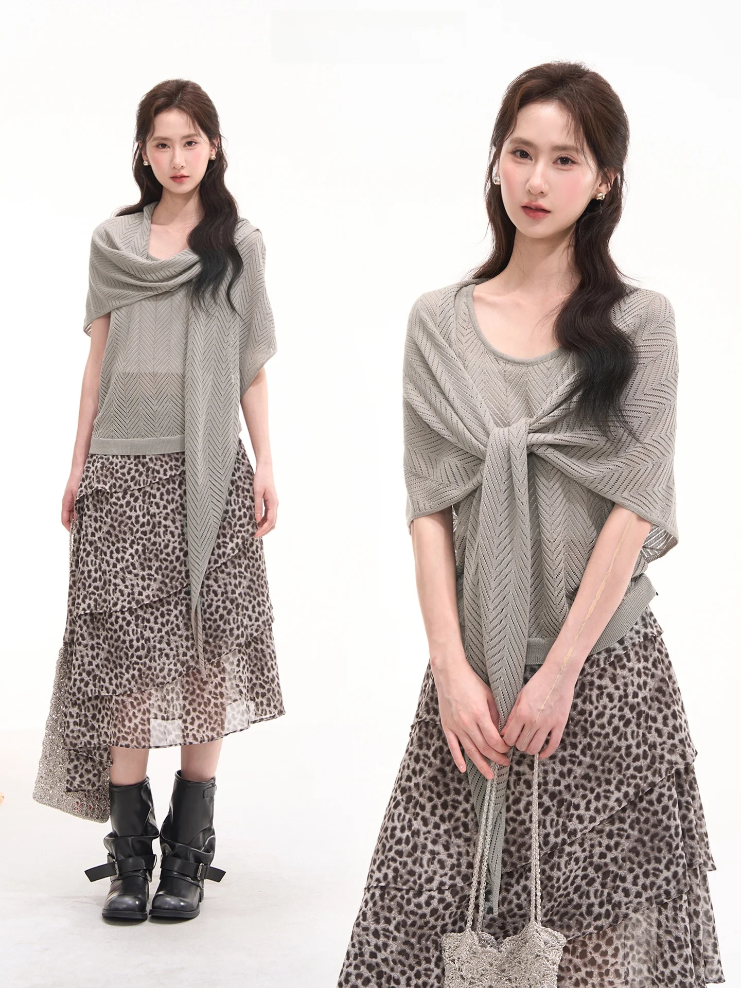 

Вязаный ажурный жилет и накидка Heme: летний модный универсальный комплект из двух предметов для женщин – топ без рукавов и накидка из нейлоновой смеси