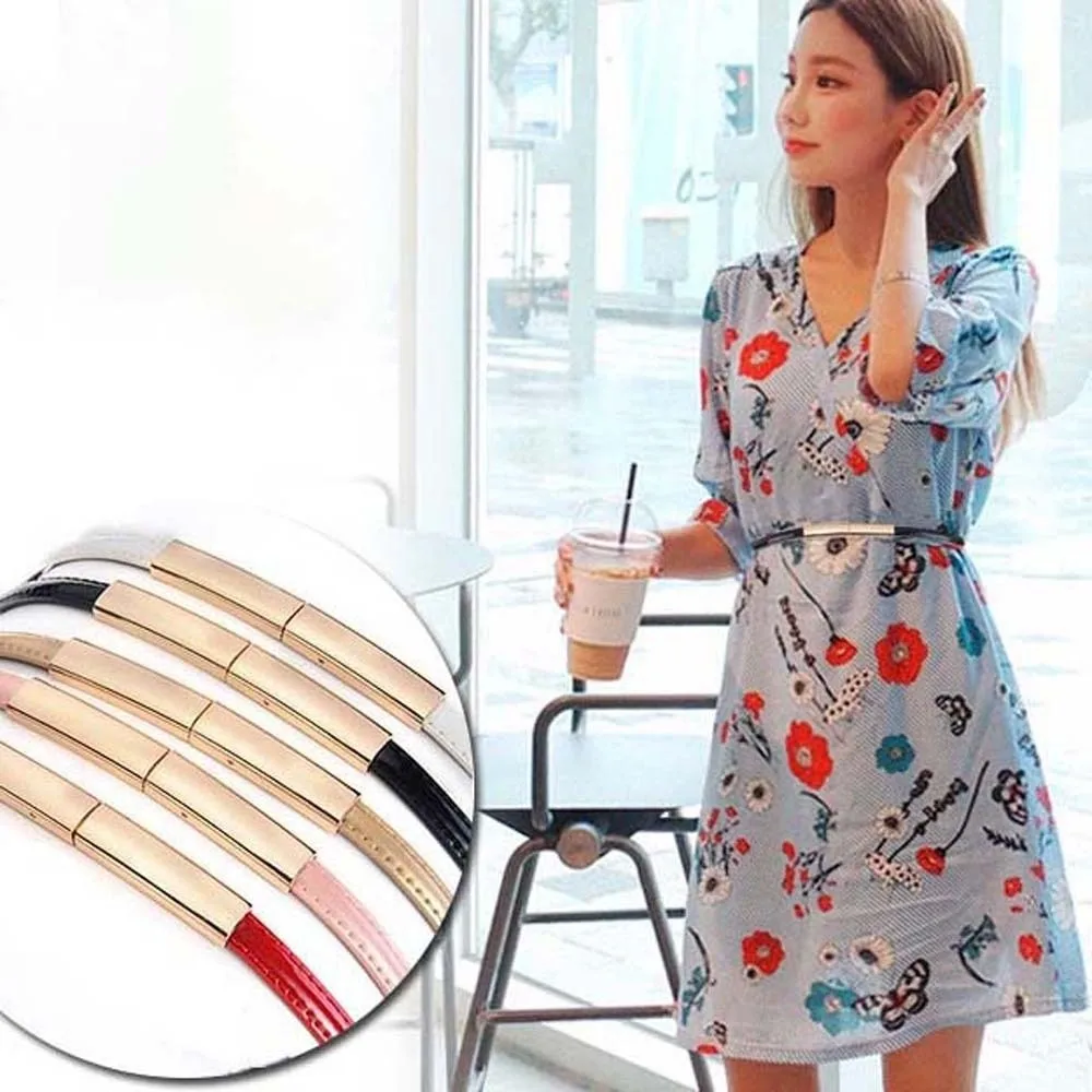 조정 가능한 특허 가죽 벨트 다목적 내구성 얇은 버클 벨트 솔리드 컬러 의류 액세서리 여성 허리띠 소녀