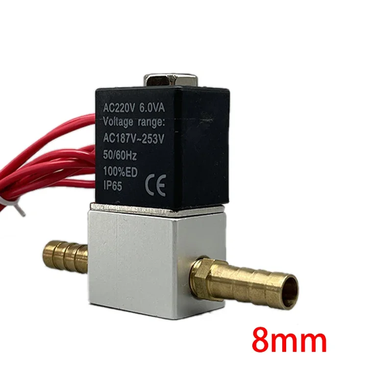 12 V, 24 V, 220 V, pneumatisches elektrisches Magnetventil, 2 Positionen, 2 Anschlüsse, normalerweise geschlossenes Luftmagnetventil, 6 mm 8 mm Schlauchtülle