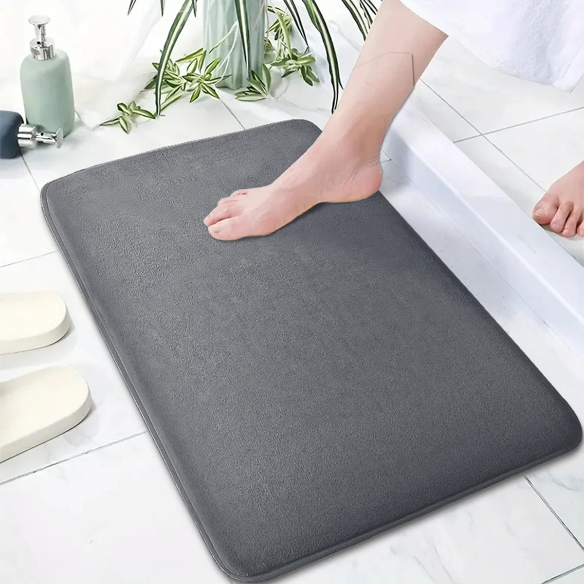 1.2 cm thick sponge bathroom mat absorbent floor mat toilet door anti-slip mat coral fleece household quick-drying foot mat