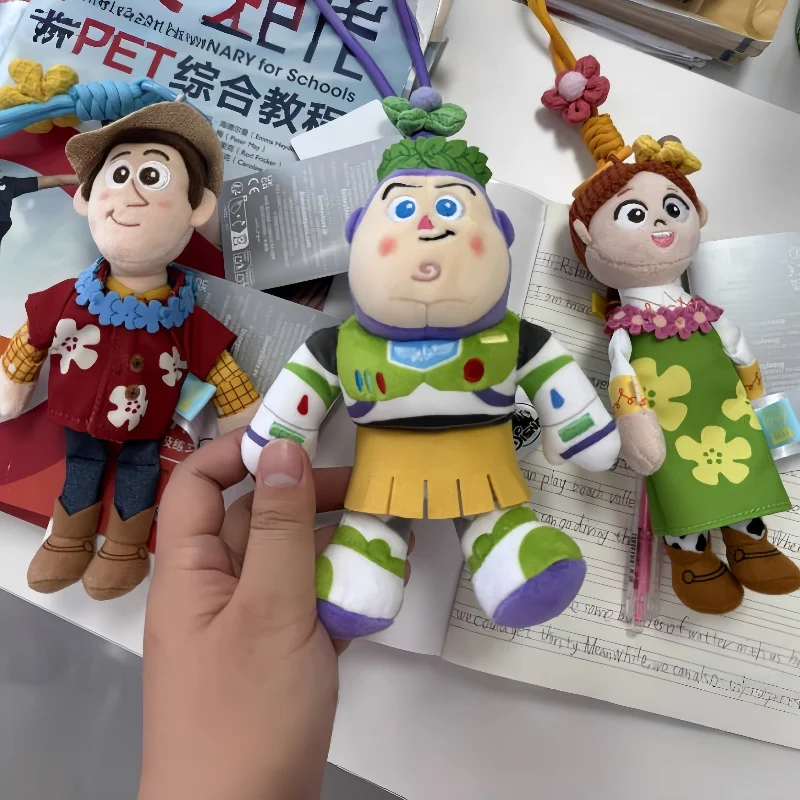 Genuine Disney Toy Story Seaside Chill Summer Series Plush Pendant Cute Strawberry Bear Plush Pendant Keychain Festival Gift