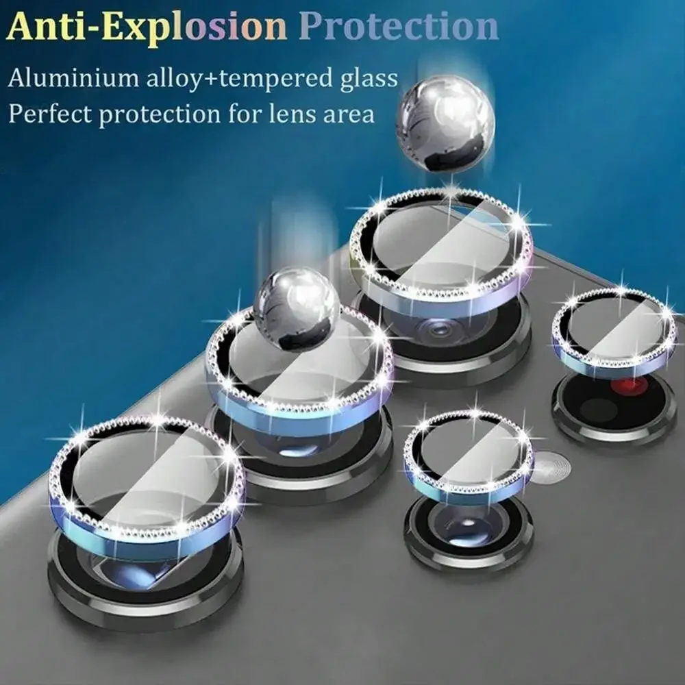 Ypm 9D Diamond Camera Lens Protector Ring Cover Film for Samsung Galaxy S25 S24 S23 S22 Ultra 5G S24 FE S23 Tempered Glass