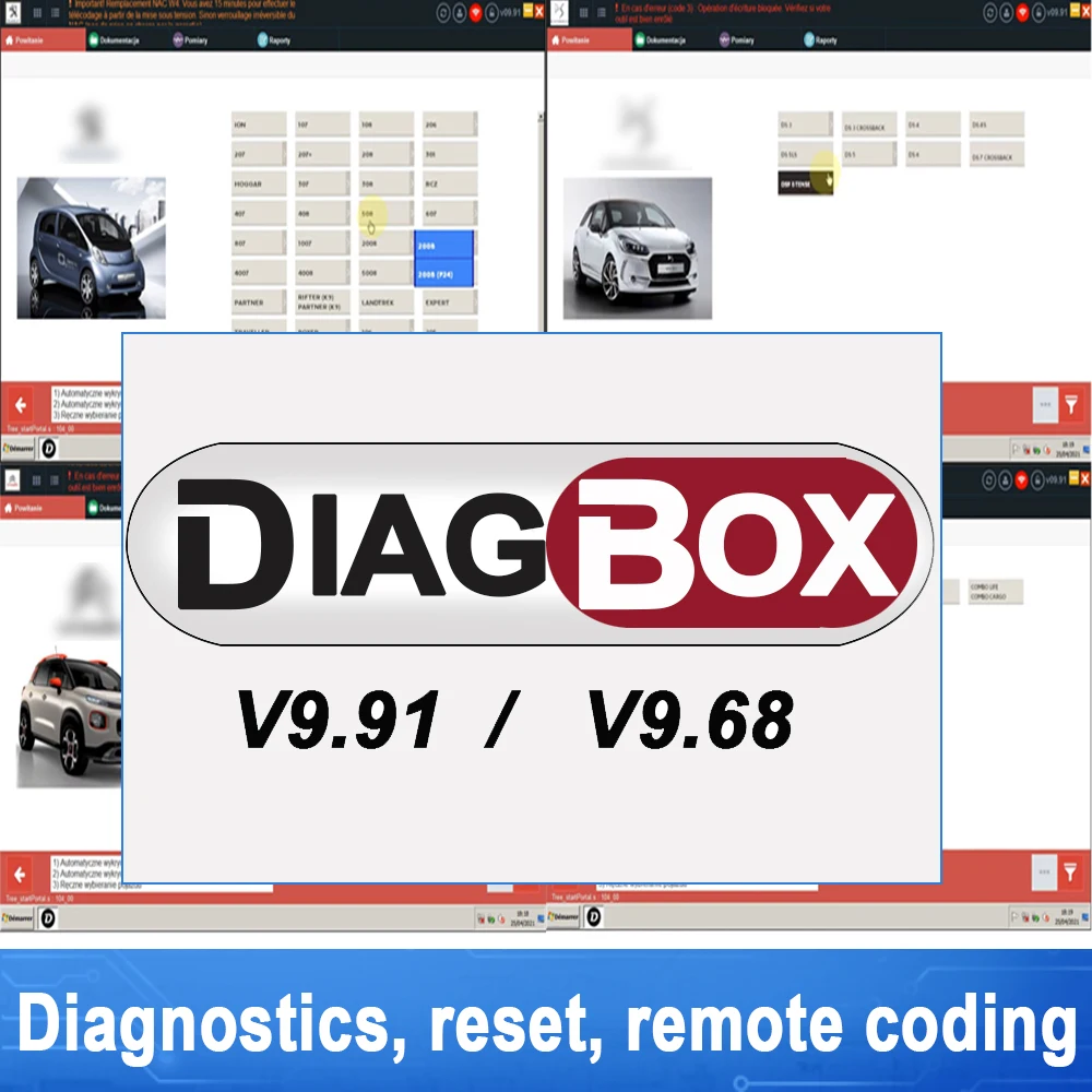 Diagbox 9,85 V9.91VM 9.68VM, funciona con Software PP2000, reajustes de diagnóstico, funciona con Citroen/Peugeot/DS, automóviles/Opel hasta 2023