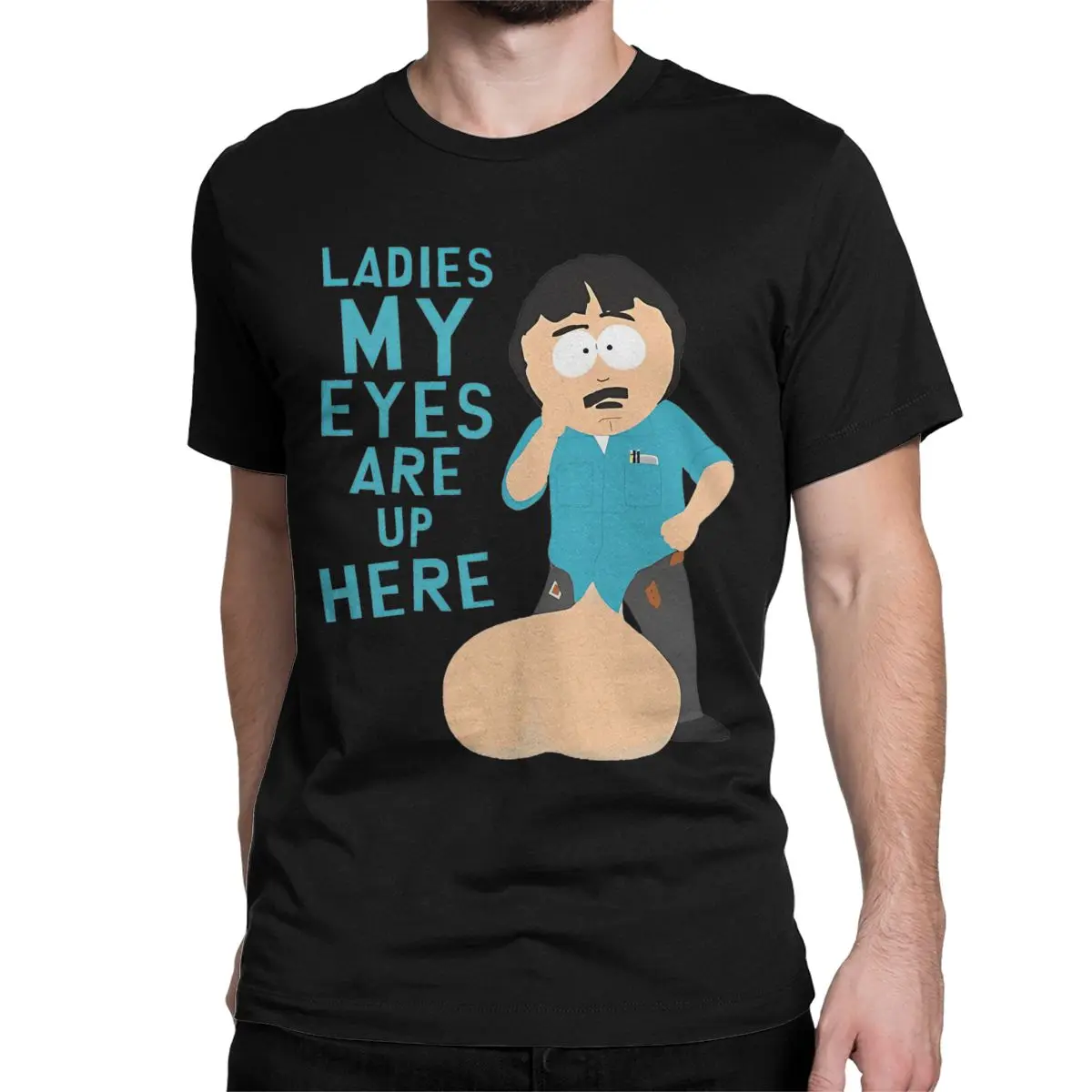 Ladies My Eyes Are Up Here T-Shirt Men Women Southparks Cartoon Vintage Pure Cotton Tee Shirt O Neck Short Sleeve T Shirt Tops