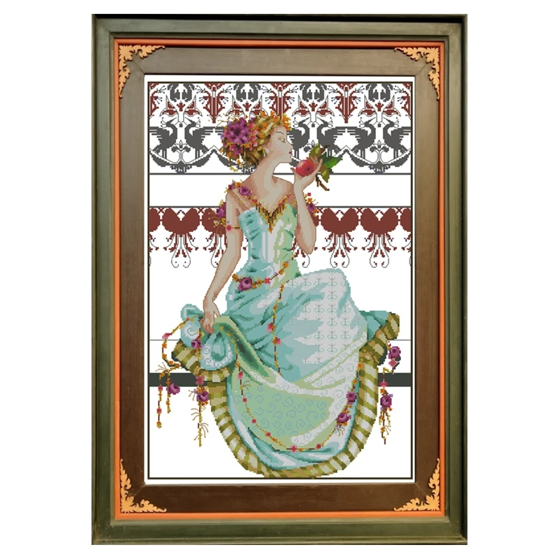 Cross Stitch Kit Queen with Apple Bead Edition Fairy 28ct 18ct 14ct 11ct can be Customized Printed Cloth hand Embroidery Materia