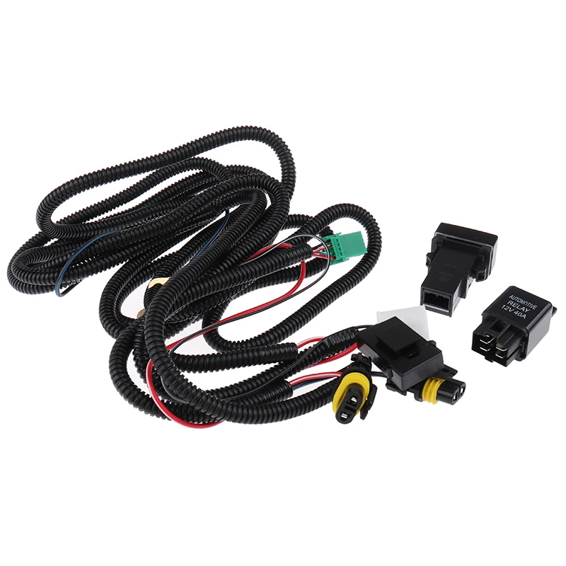 H11 Fog Light Wiring Harness Sockets Wire LED indicators Switch 12V 40A Relay